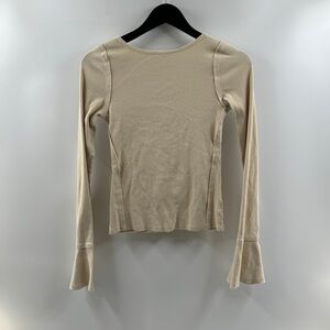 Böhme Cream Ribbed Flare Sleeve Top – Women’s XS